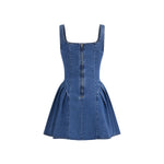 Falda vaquera con bordado de perlas y lavado vintage