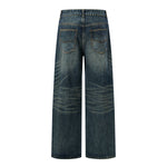 Vintage Washed Relaxed Crinkled Denim Jeans