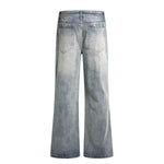 Gradient Washed High Rise Curved Leg Loose Wide Leg Denim Jeans