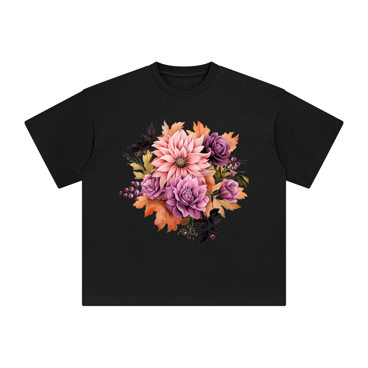 Pink Flowers Graphic Tee-INNBLAC Fashion Apparel