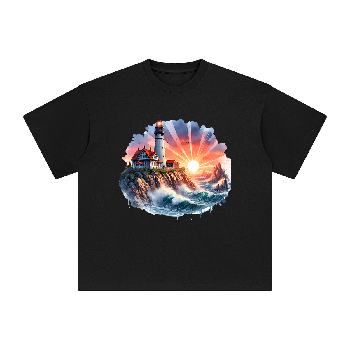 Summer Sunset & Waves Graphic Tee-INNBLAC Fashion Apparel