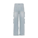 Vintage Washed Multi-Pocket Loose Cargo Jeans