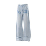Washed Lightning Pattern Wide Flare Jeans