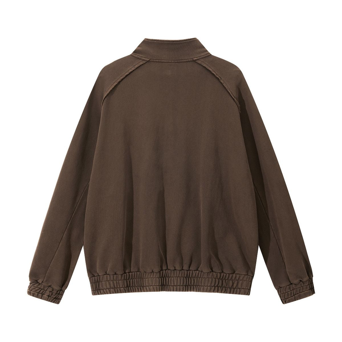 Heavyweight Cotton Stand Collar Washed Full‑Zip Sweatshirt