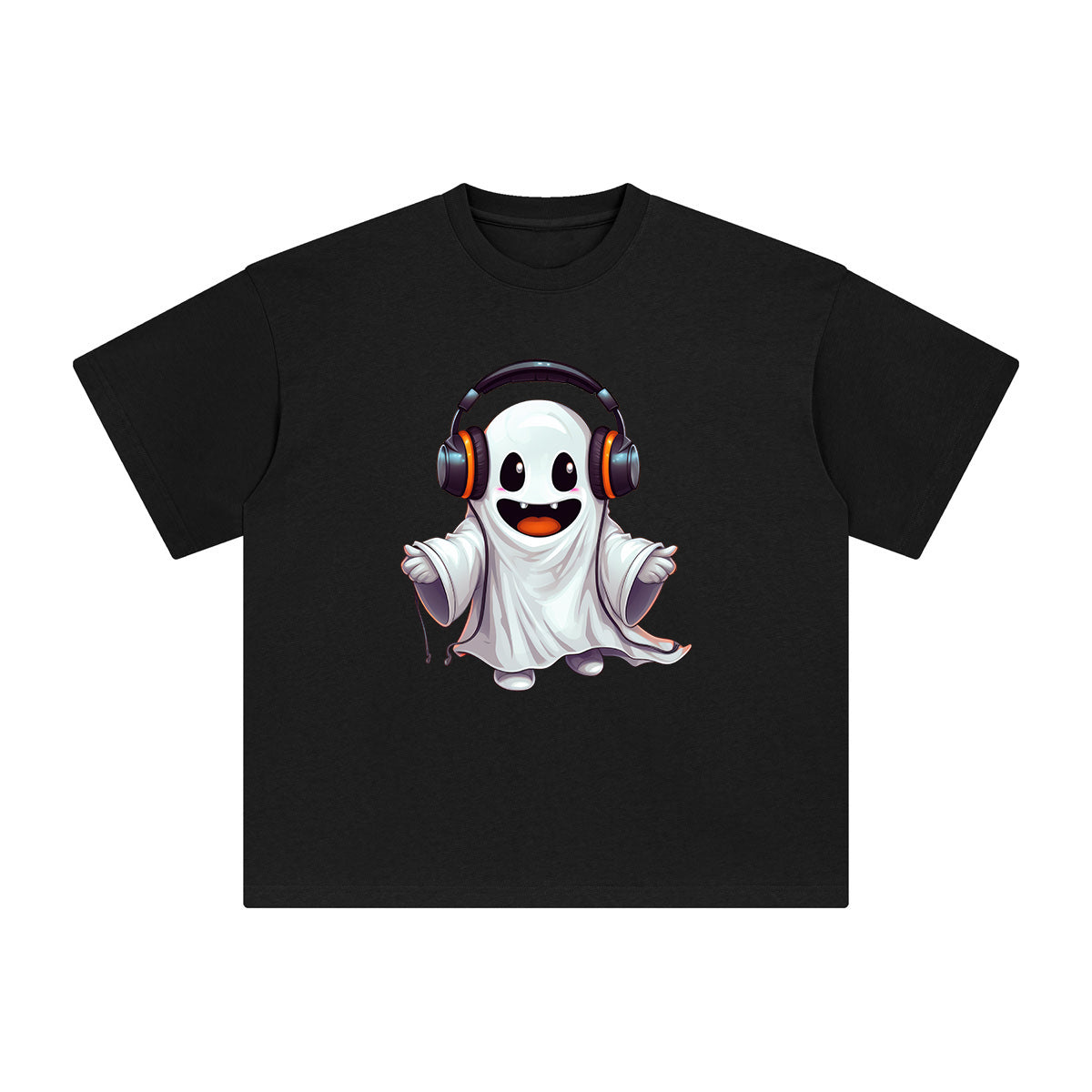 Ghost Wearing Headphone Graphic Tee-INNBLAC Fashion Apparel