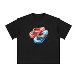 Couple Beach Slippers Comic Graphic Tee-INNBLAC Fashion Apparel