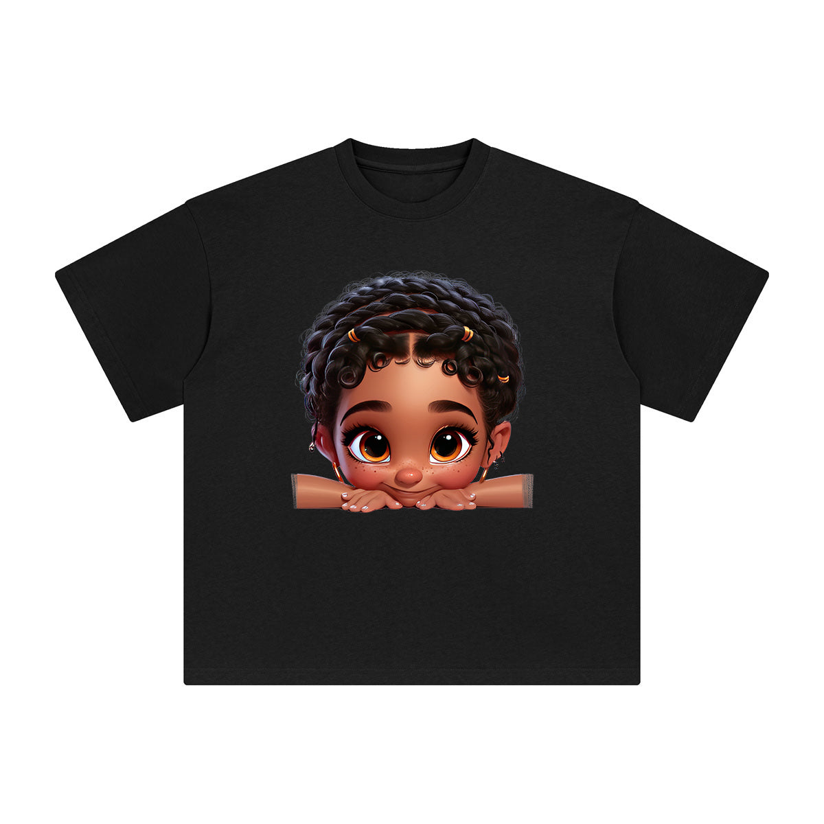 Peeking Boo Girl Graphic Tee-INNBLAC Fashion Apparel
