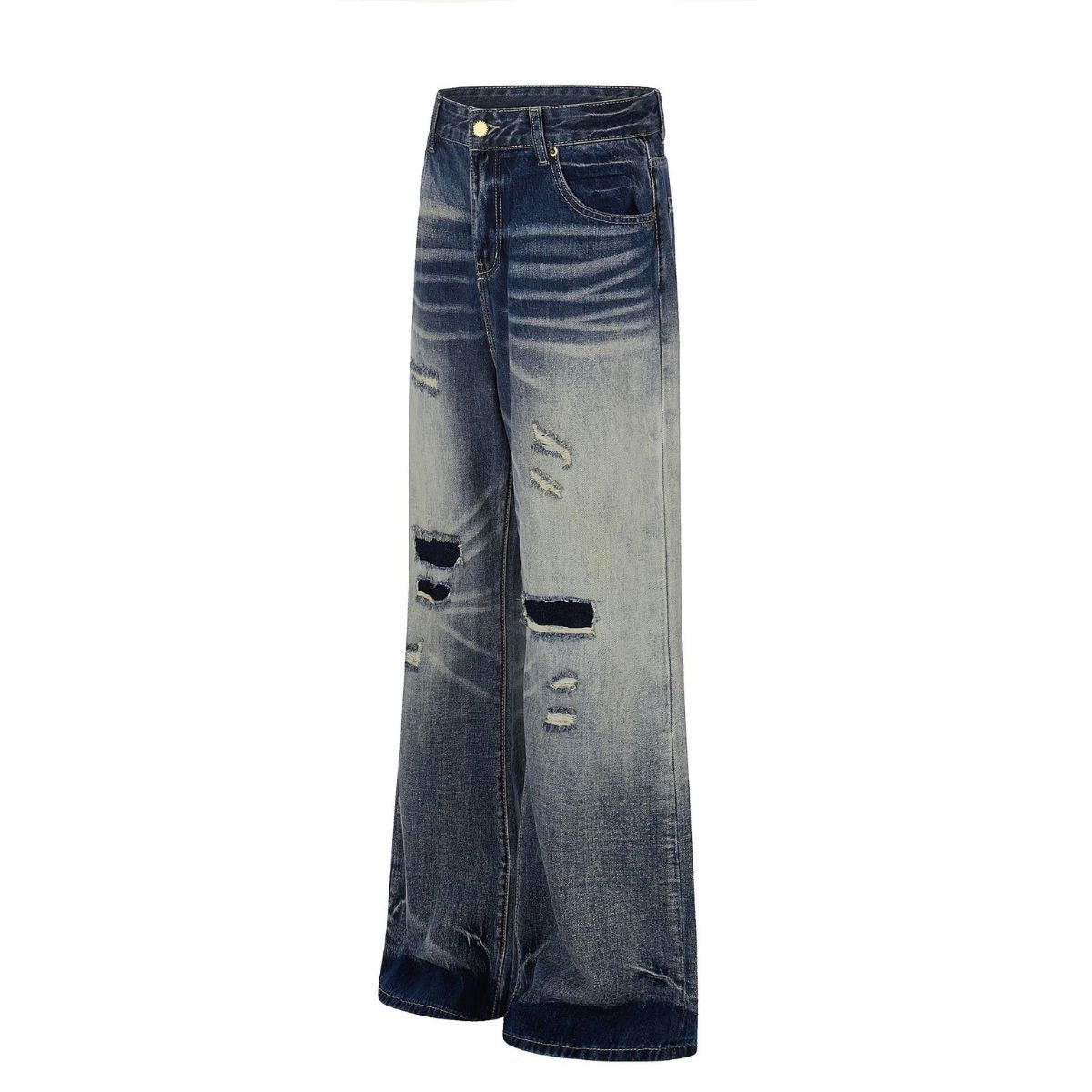 Vintage Washed Distressed Flare Jeans
