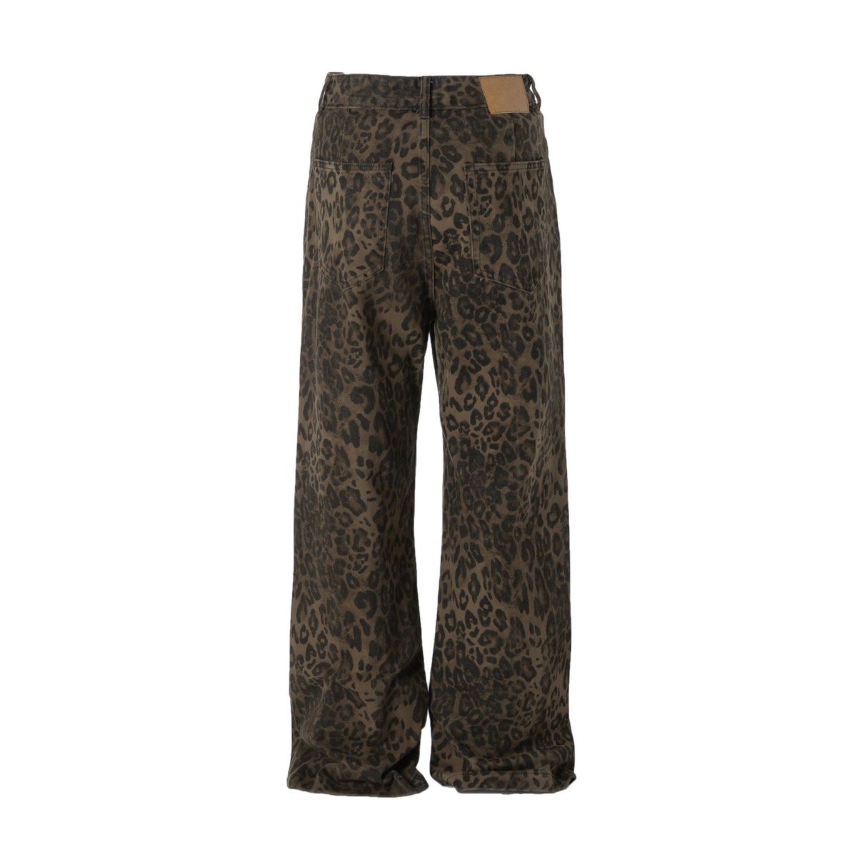 Vintage Leopard Print Loose Straight Leg Cargo Pants