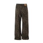 Vintage Leopard Print Loose Straight Leg Cargo Pants