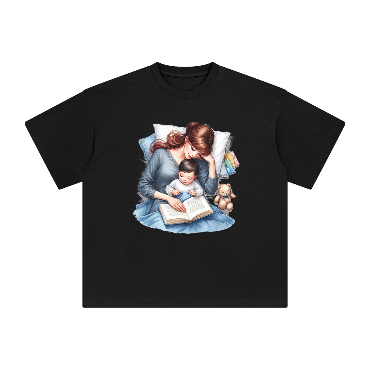 Mom And Baby Are Reading Graphic Tee-INNBLAC Fashion Apparel