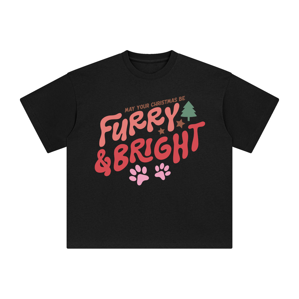 May Your Christmas Be Furry & Bright Graphic Tee-INNBLAC Fashion Apparel