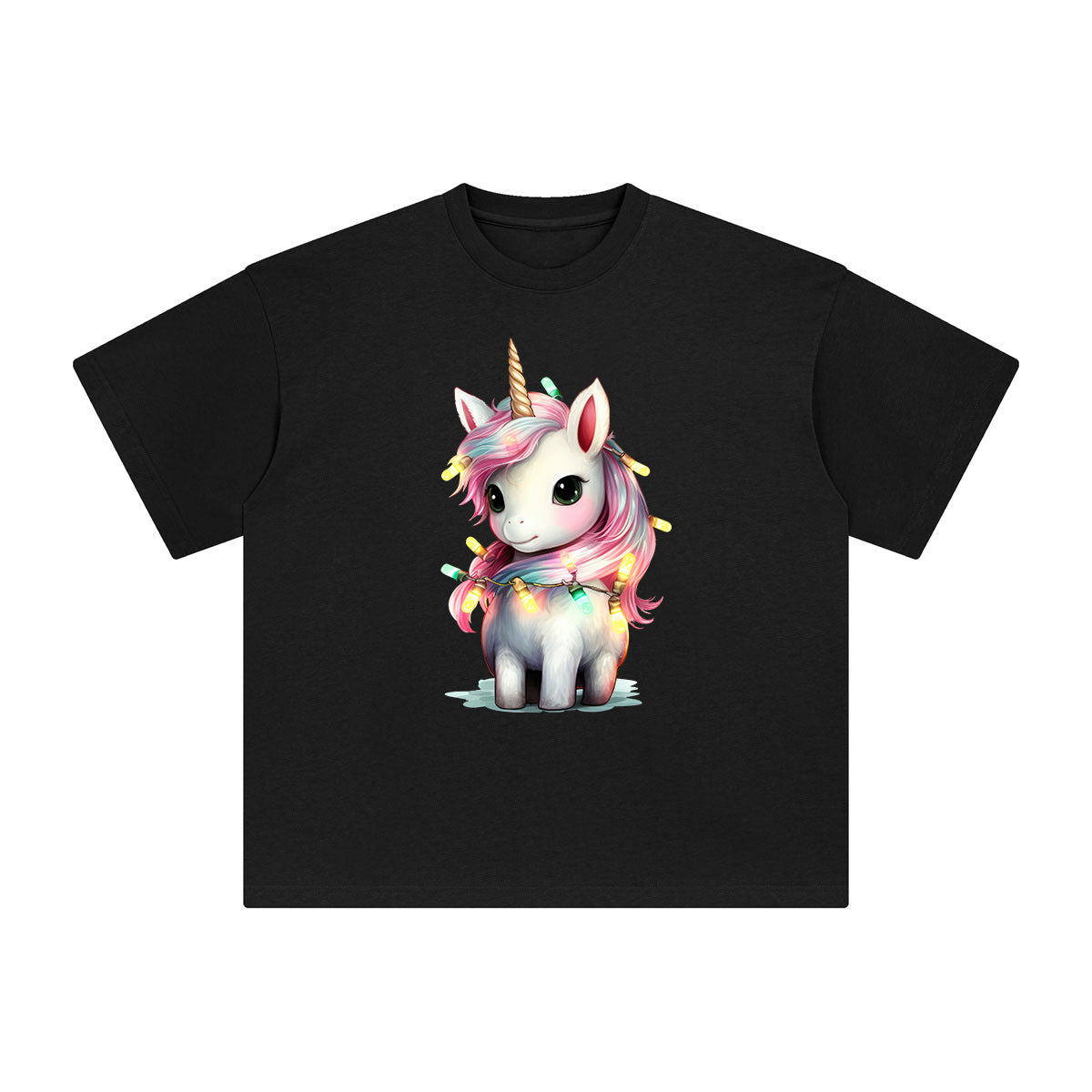 Pastel Christmas Baby Unicorn Graphic Tee-INNBLAC Fashion Apparel