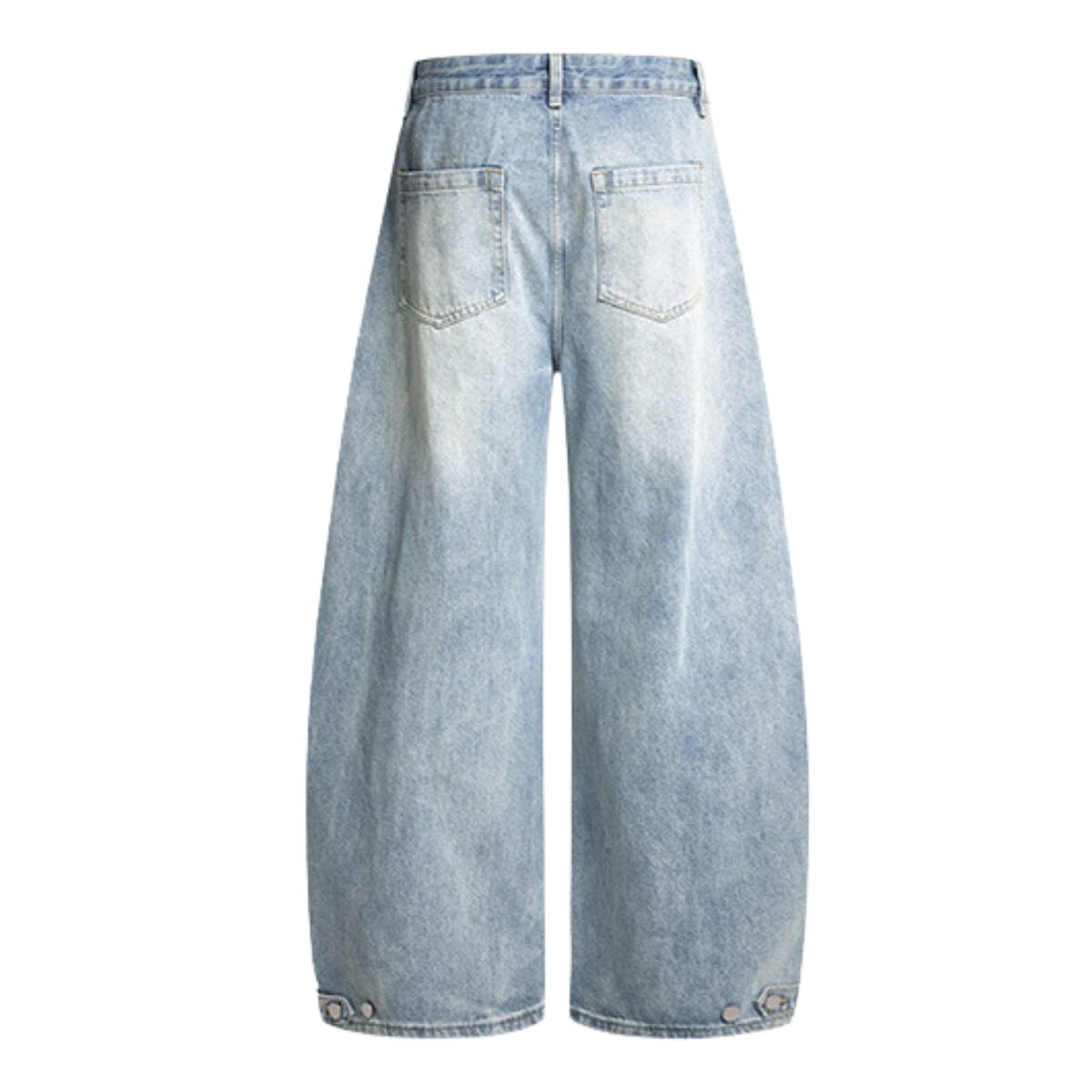 Gradient Washed Whiskered Relaxed Adjustable Hem Pants