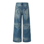3D Washed Wide Leg Jeans