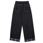 Plaid Cuff Baggy Jeans