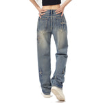 Distressed Patched Star Detail Jeans