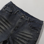 Distressed Dark Denim Vintage Wash Flared Jeans