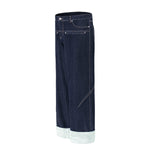Cuffable Hem Contrast Patch Denim Pants