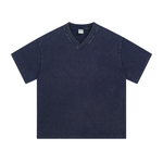 Camiseta Batik Vintage Lavada con Cuello en V de 7.5 oz