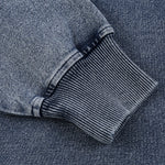 Crew Neck Washed Knit Denim Sweatshirt