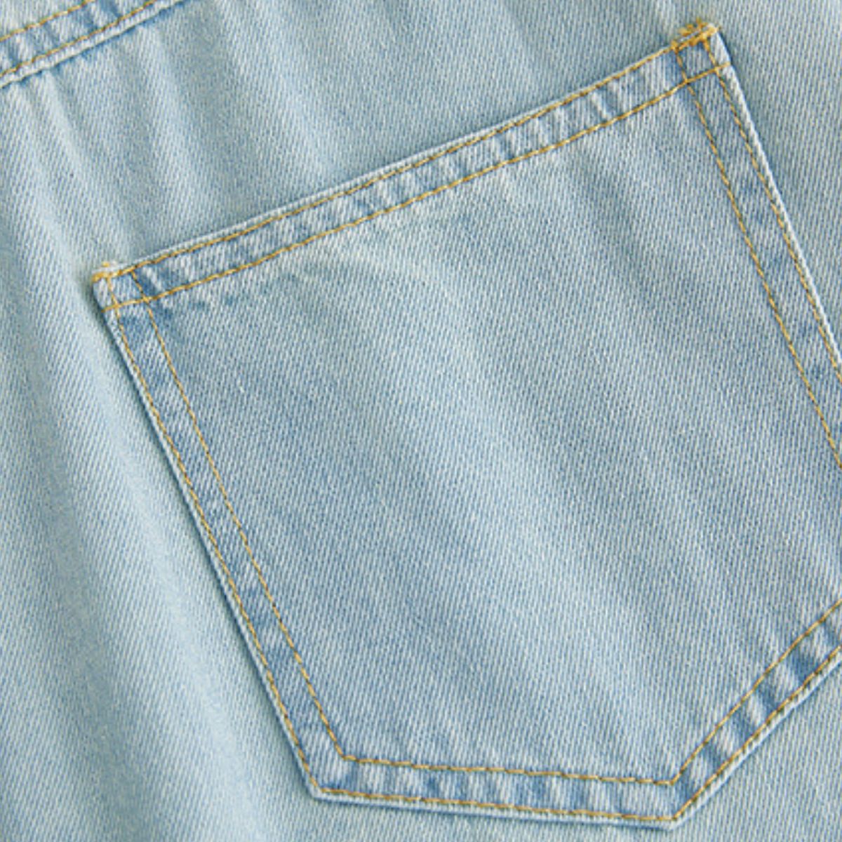 Minivestido camisero vaquero plisado de manga corta