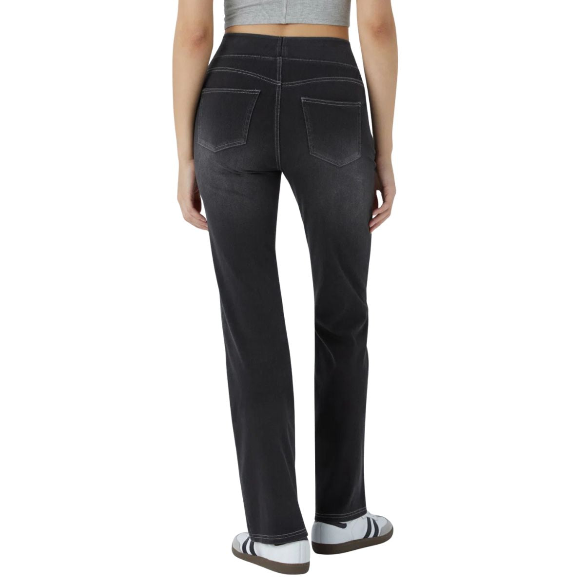 Vintage Washed High Waist Straight Leg Jeans