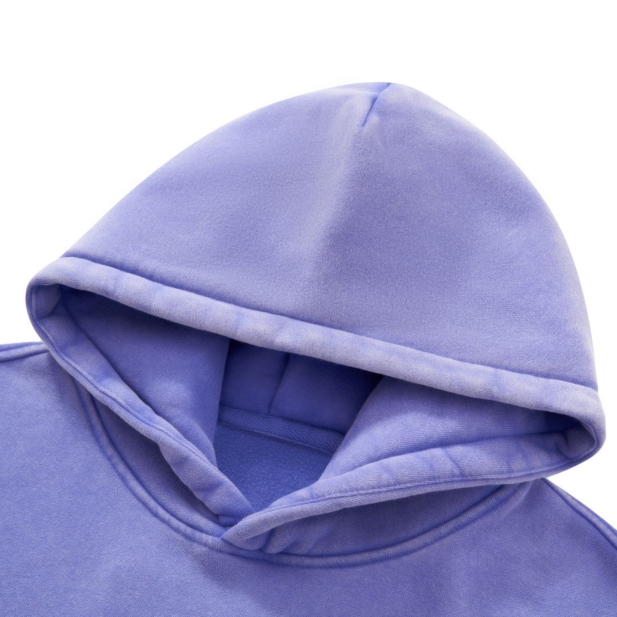Vintage Washed Distressed Curved‑Sleeve Fleece‑Lined Hoodie
