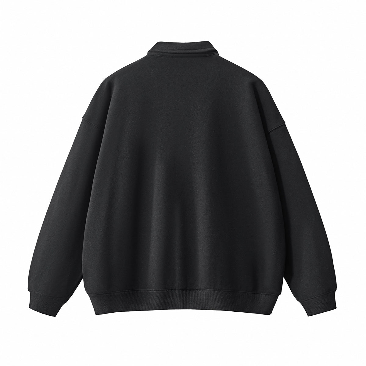 Solid Color Fleece Polo Collar Sweatshirt