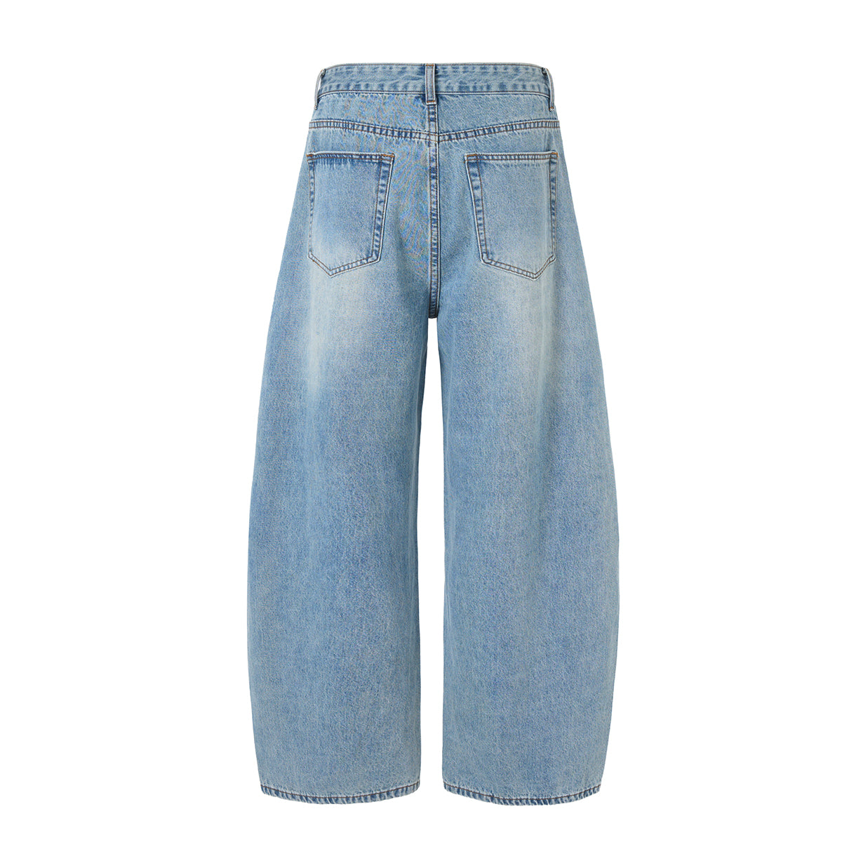 Relaxed Fit Wide Leg Denim Jeans Vintage Washed