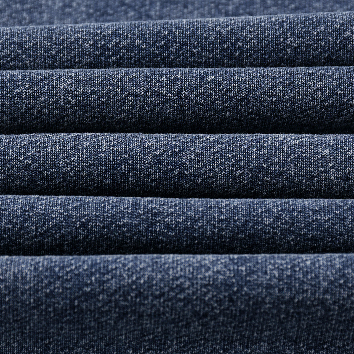 Crew Neck Washed Knit Denim Sweatshirt