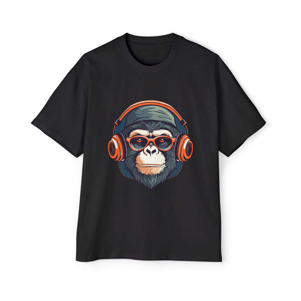Monkey With Headphones Graphic Tee-INNBLAC Fashion Apparel