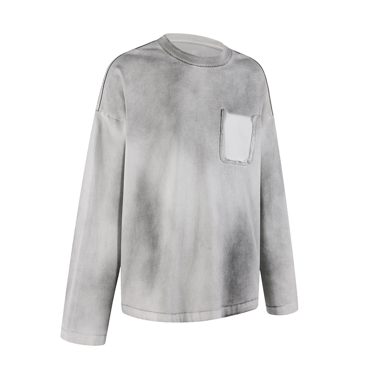 Faded Color Block Pocket Long Sleeve