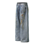 Grunge-Style Paint-Splatter Baggy Jeans