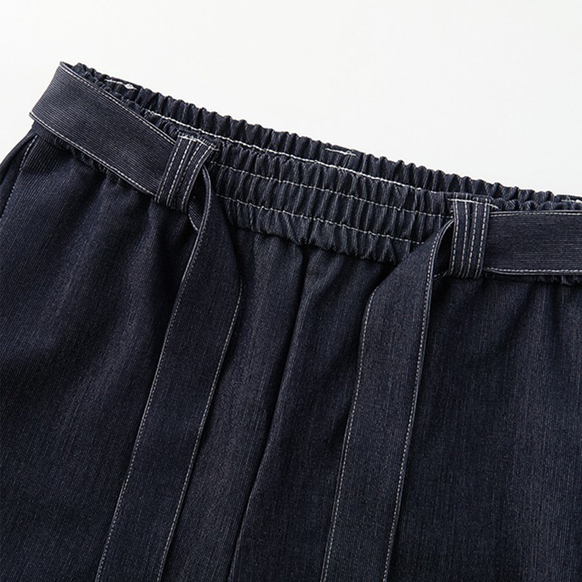 High Waist Tie Belt Relaxed Denim Shorts