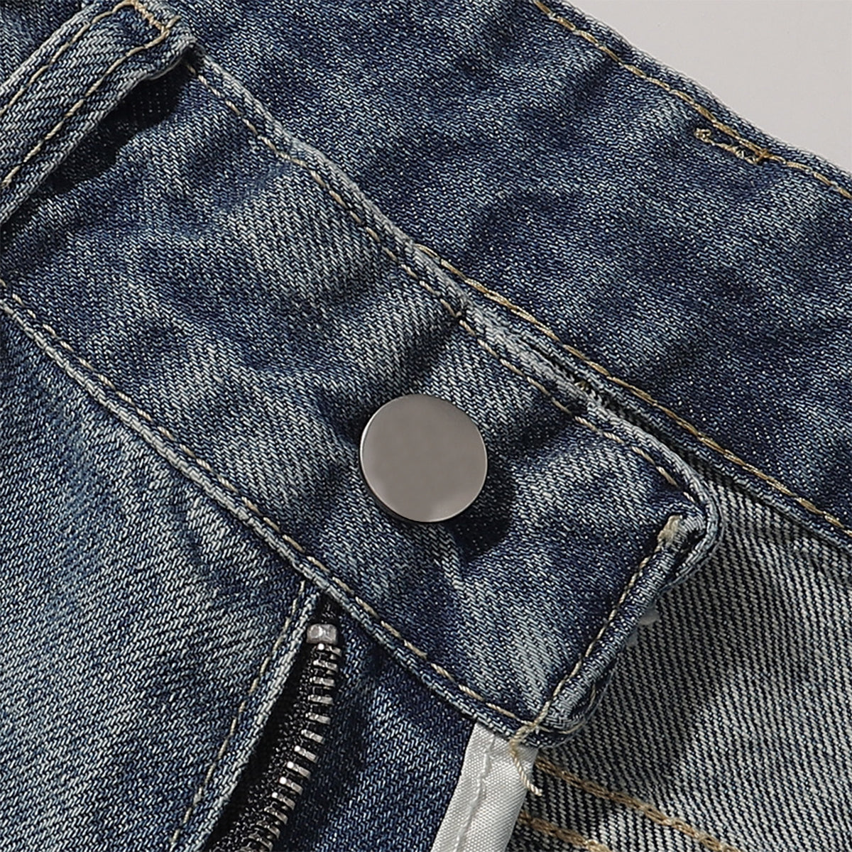 Faded Wash Vintage Relaxed Wide Leg Denim Jeans