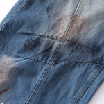 Distressed Paint Splatter Barrel-Leg Jeans