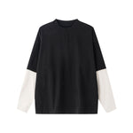 Velour Mock Layered Raglan Sleeve Top