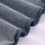 Crew Neck Washed Knit Denim Sweatshirt