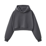Women's Solid Color Relaxed Cropped Hoodie