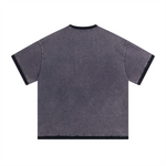 Camiseta batik vintage lavada con ribetes de 7.5 oz