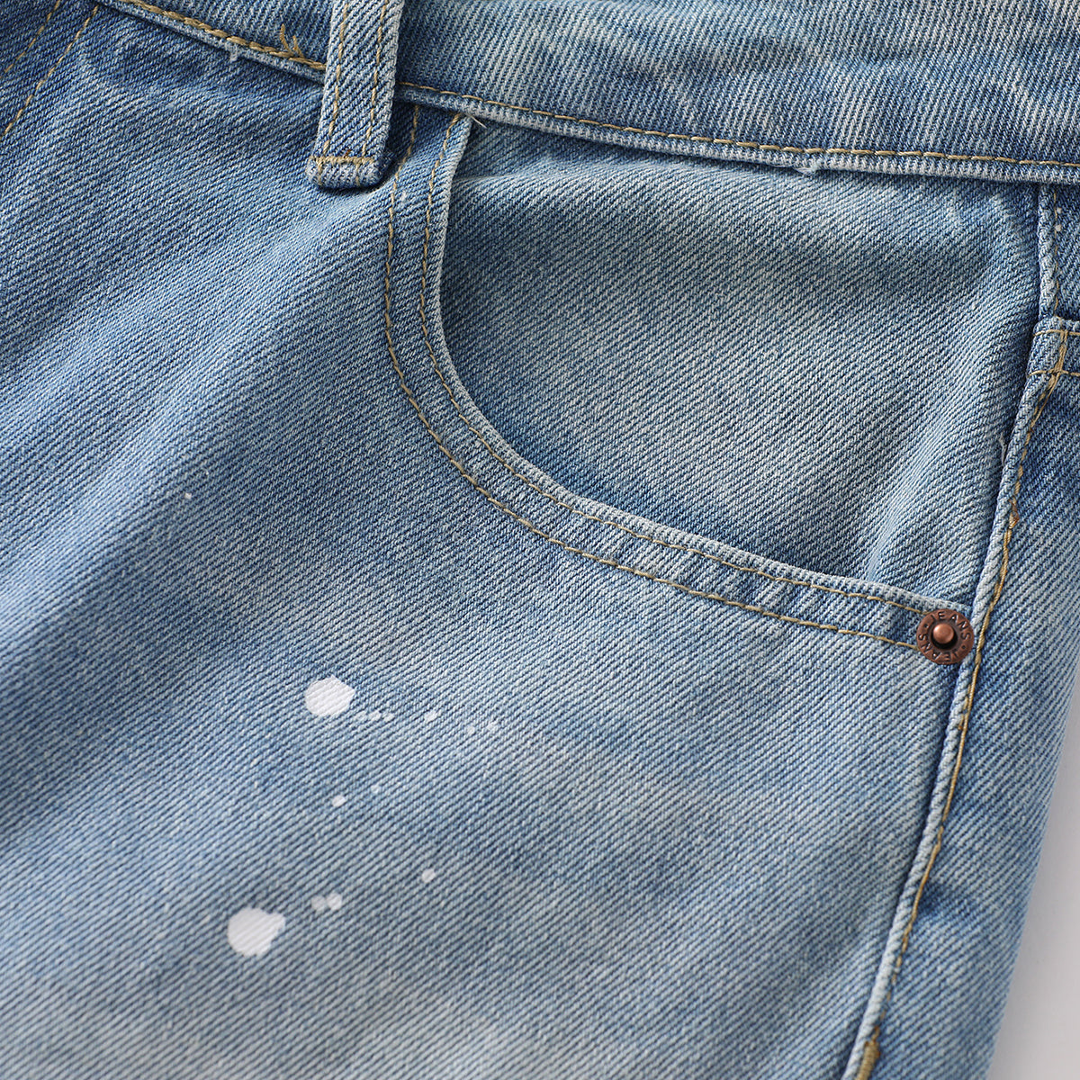 Light Blue Ripped Wide-Leg Jeans