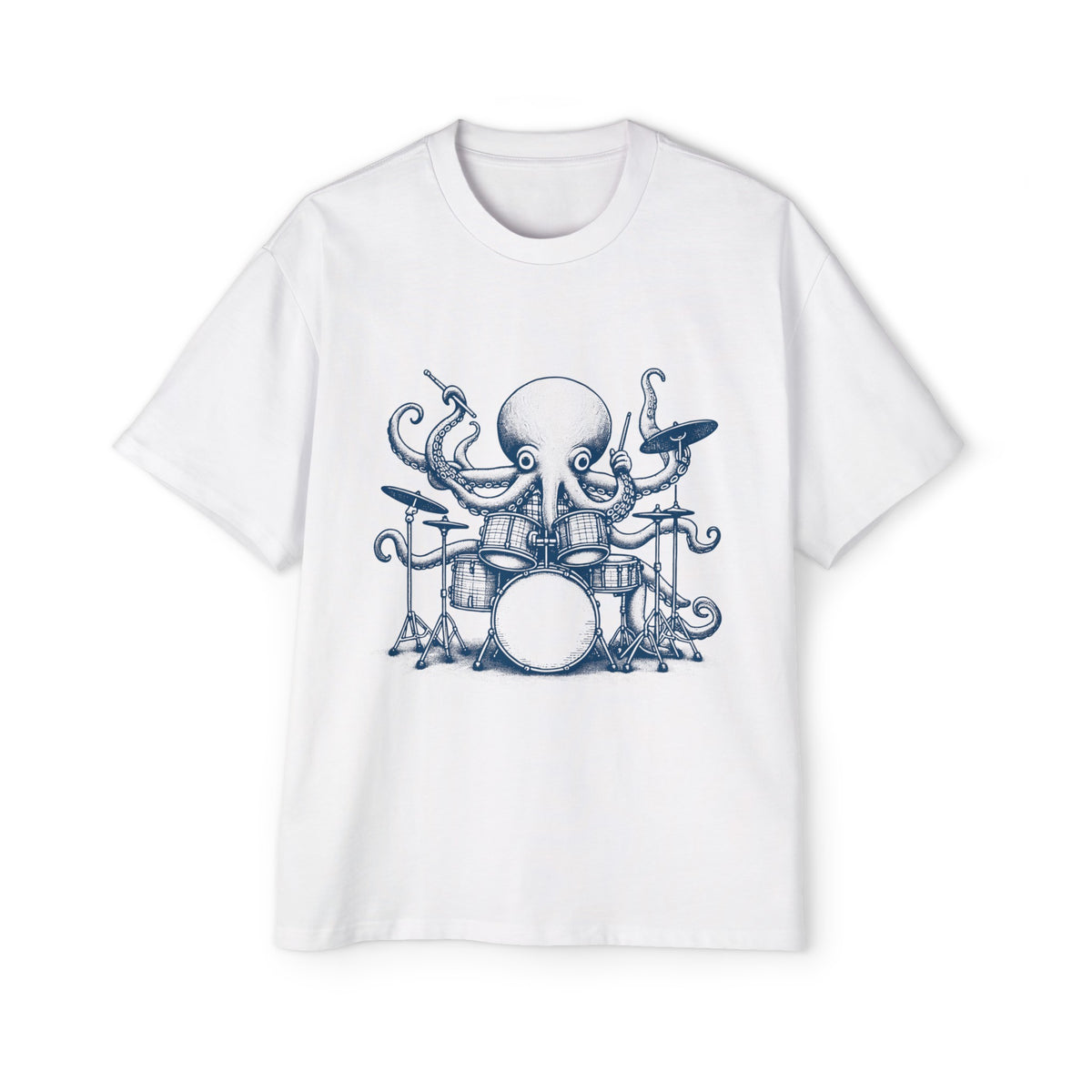 Octopus Playing Drums Graphic Tee-INNBLAC Fashion Apparel
