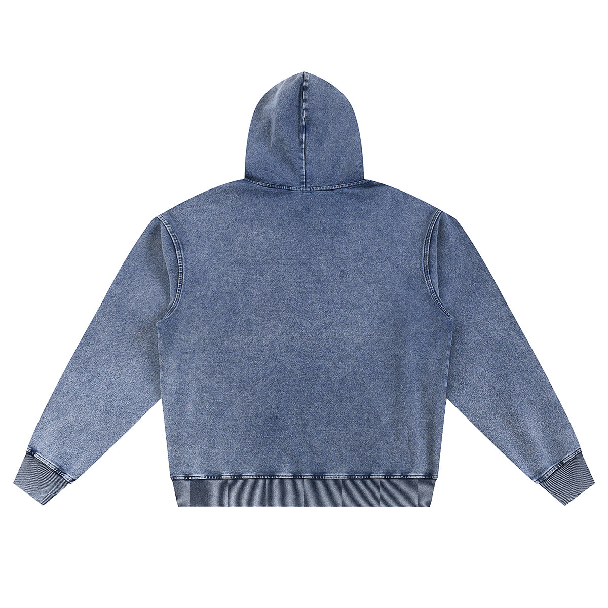 Knit Denim Kangaroo Pocket Hoodie