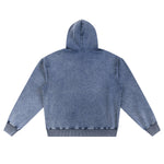 Knit Denim Kangaroo Pocket Hoodie