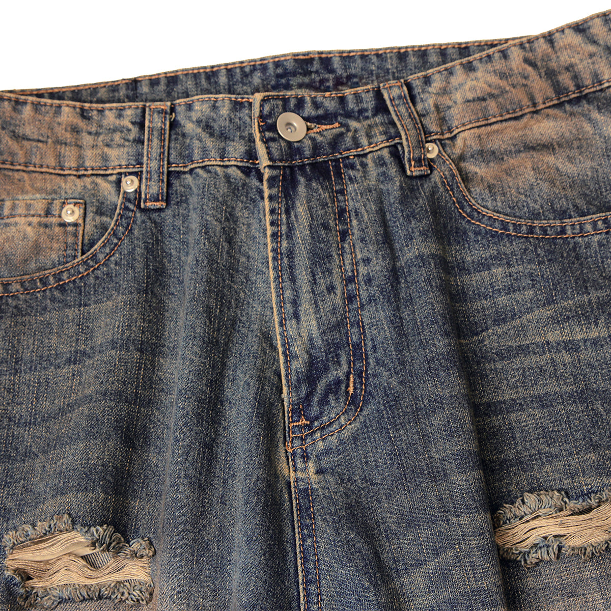 Muddy Wash Straight Leg Ripped Jeans