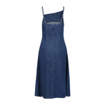Asymmetrical Neckline A-Line Denim Dress