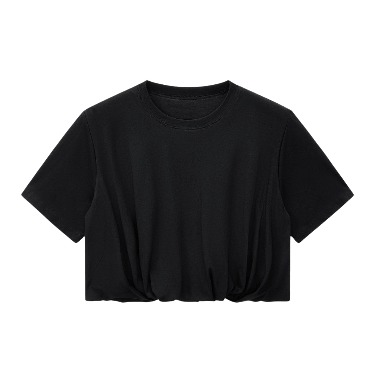 Double-Layer Bubble-Hem Cropped Streetwear Tee