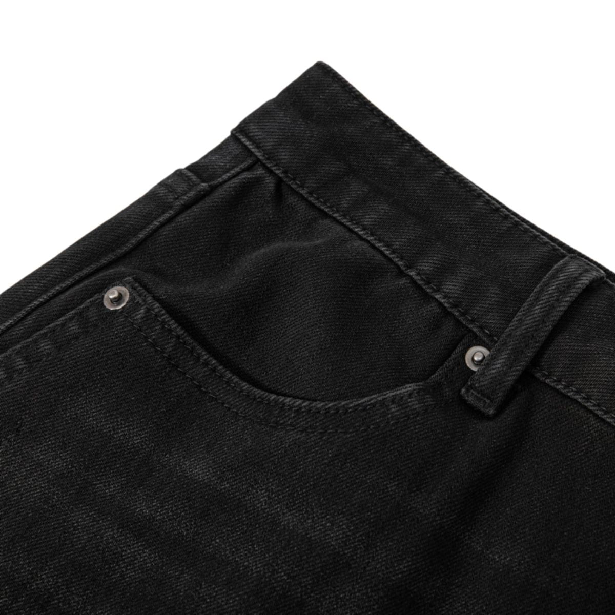 Falda vaquera con bordado de perlas y lavado vintage