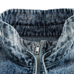 Heavyweight American Washed Distressed Denim Jacket with Flouncing